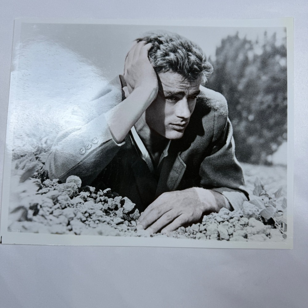 Vintage James Dean Black and White Glossy Portrait Photo 8x10 Classic Hollywood